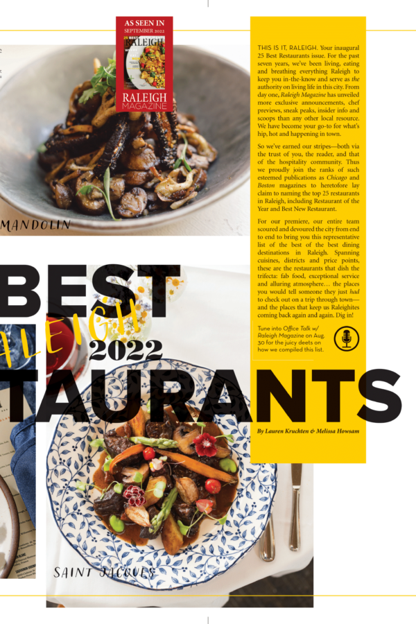 Raleigh Magazine Best Restaurants Featuring Mulino