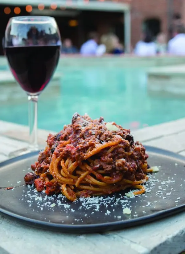 Winter Wine Pasta on Mulino Patio