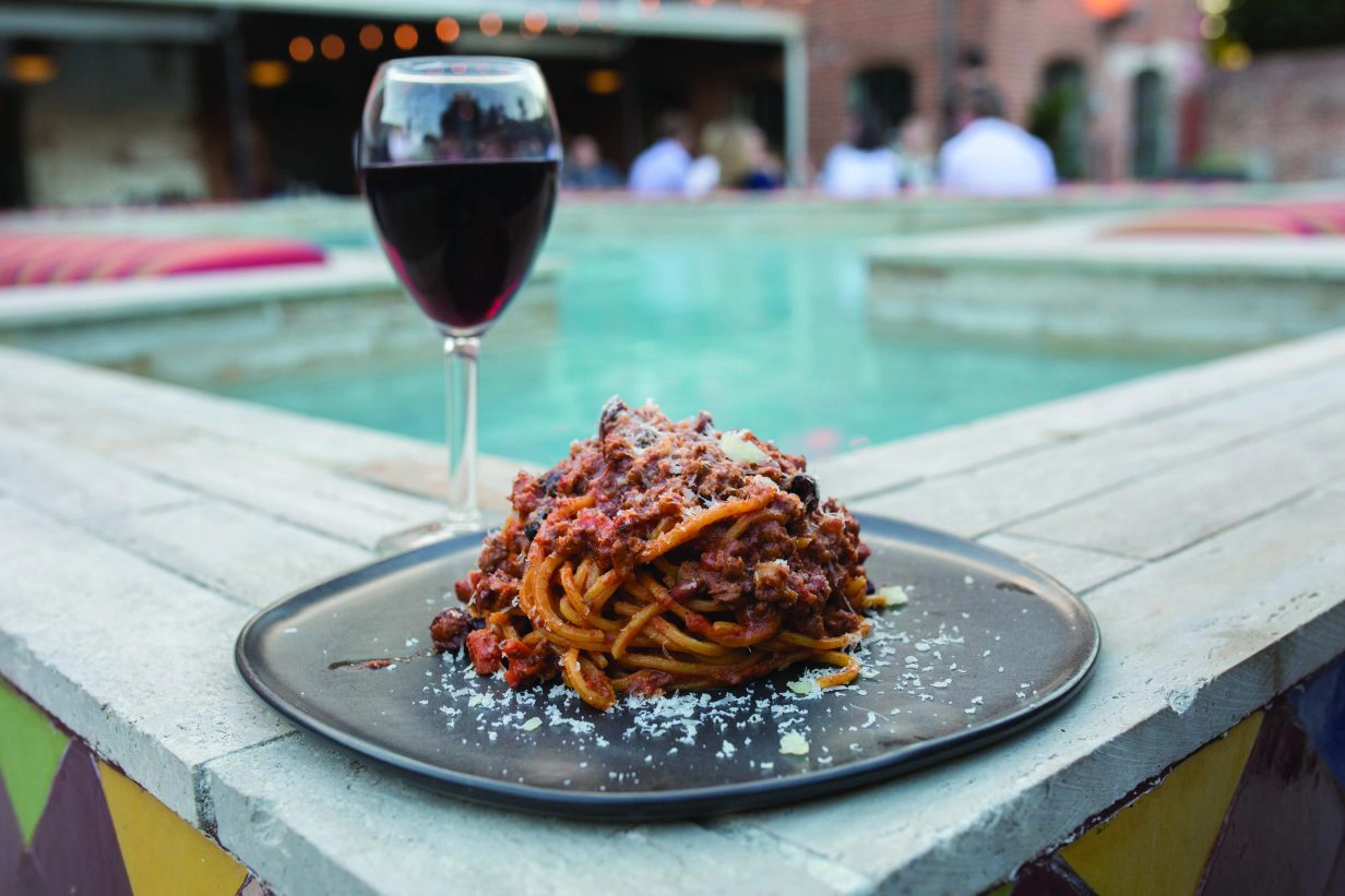Winter Wine Pasta on Mulino Patio